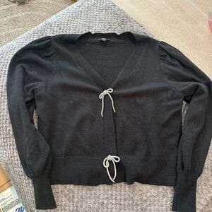 Express Black Cardigan with Tie Buttons